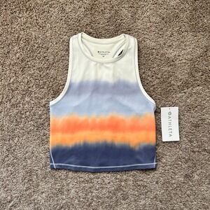 Athleta I Shanti Printed Crop Tank Top I Size XS I White Blue Orange Tie Dye